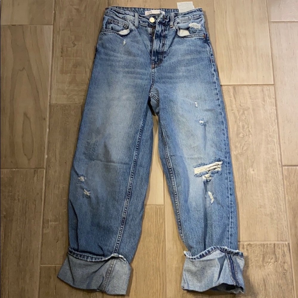 Zara Cropped Wide Leg Jeans